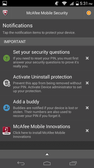 mcafee mobile security pin unlock