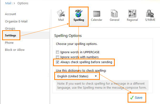 activate spell checking on outlook for mac